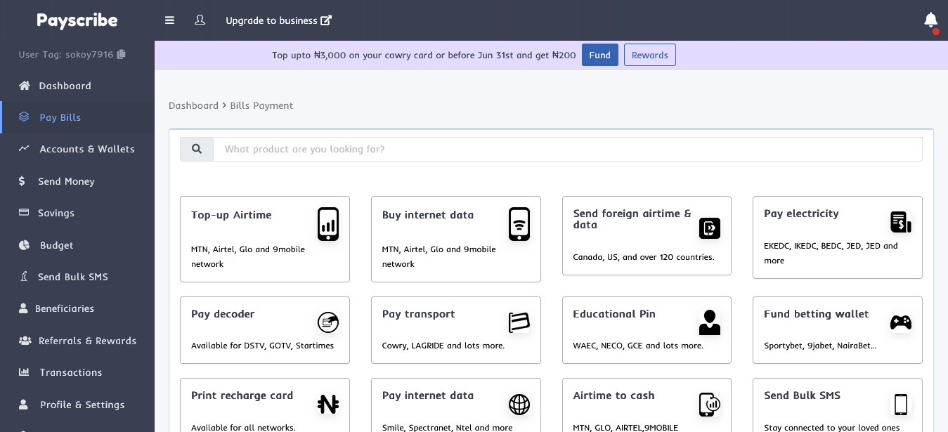 Screenshot 2023-06-24 at 19-06-25 Pay bills conveniently - Payscribe.ng